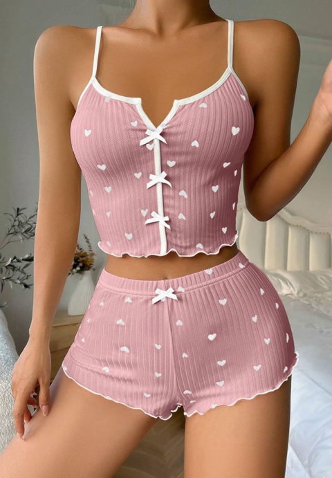 Charming Pink Heart Print Set