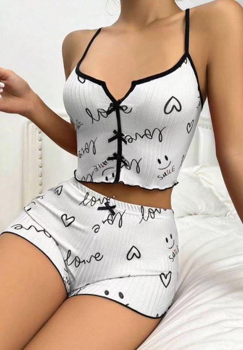 Charming Pink Heart Print Set