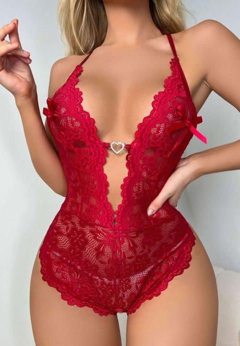 Seductive Lace Teddy with Heart Detail