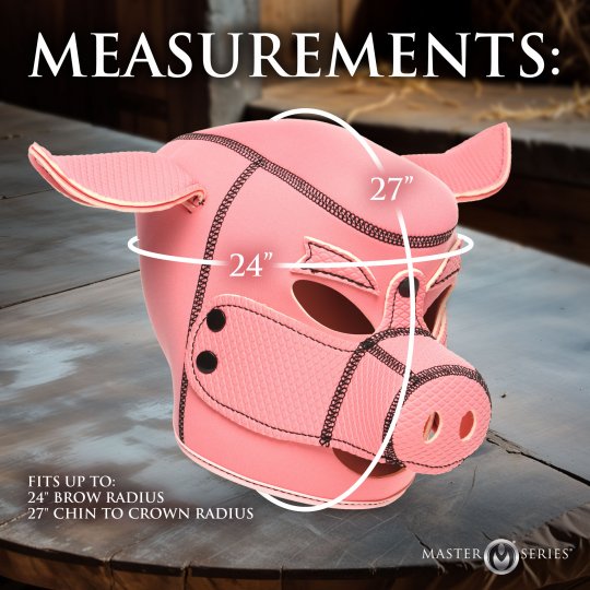 Swine Pig Neoprene Hood And Piggy Tail Anal Plug Bundle