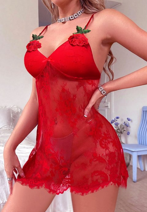 Women Lingerie Lace Babydoll Strap Chemise V Neck Sleepwear