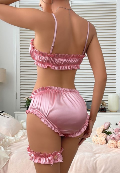 Charming Pink Ruffled Lingerie Set