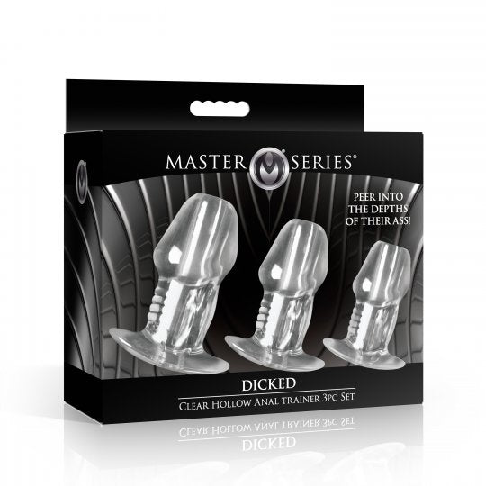 Dicked Clear Hollow Anal Plug 3pc Set