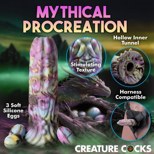 Dragon Spawn Ovipositor Silicone Dildo with Eggs