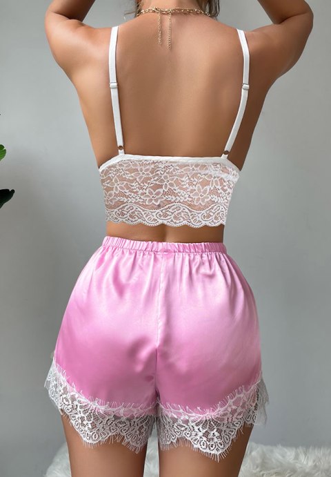 Flirty Satin And Lace Short Set