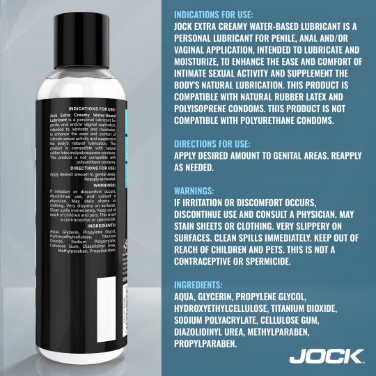 JOCK Premium & JOCK Extra Creamy Water Based Lubricant 8oz Dual Pack