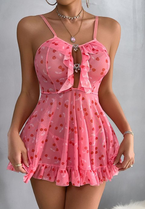 Romantic Pink Cherry Print Chemise