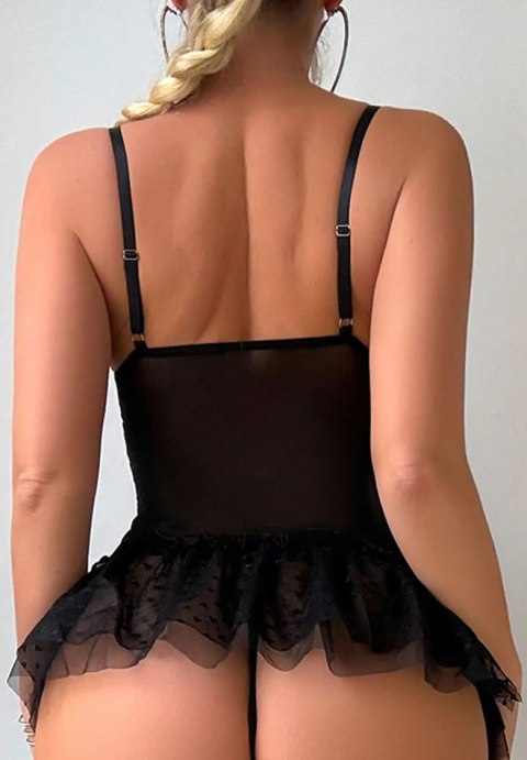 Seductive Black Lace Babydoll with Garter Straps