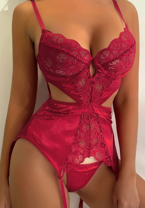 Vivacious Red Lace Chemise Set